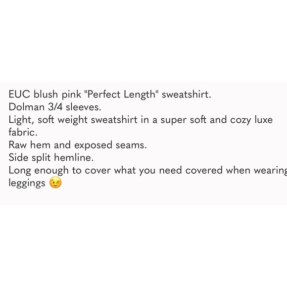 Spanx Perfect Length Sweatshirt Medium Blush Pink‎ Dolman Sleeve Raw Hem Medium - Picture 4 of 6